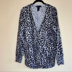 Lane Bryant Cardigan - 18/20 - Grey Leopard Print